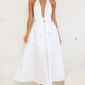 Hello Molly White Backless Halter Dress